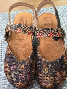 NWOT L'Artiste Spring Step Koraline Floral Leather Clogs Shoes EU 36, US 5.5-6M